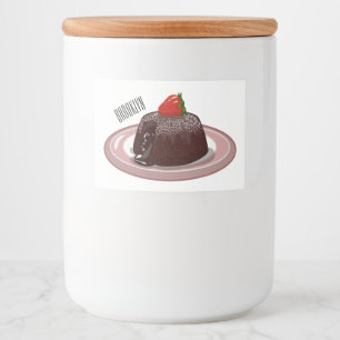 Chocolate lava cake cartoon illustration food label