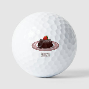 Chocolate lava cake cartoon illustration golf balls