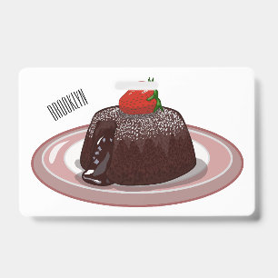 Chocolate lava cake cartoon illustration ID badge