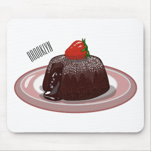 Chocolate lava cake cartoon illustration mouse pad