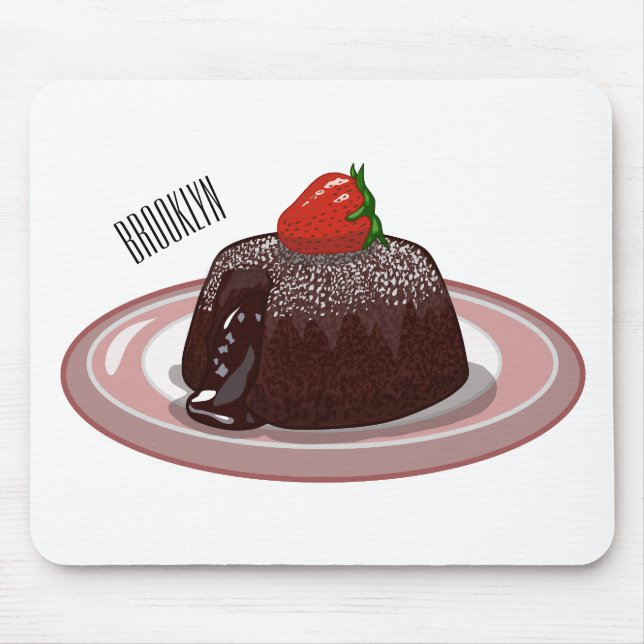 Chocolate lava cake cartoon illustration  mouse pad (Front)