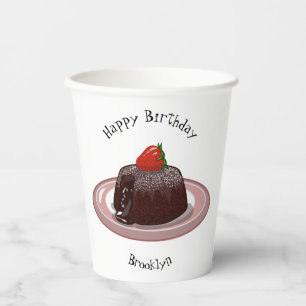 Chocolate lava cake cartoon illustration paper cups