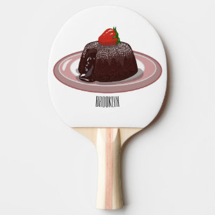 Chocolate lava cake cartoon illustration ping pong paddle