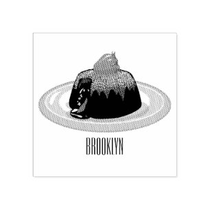 Chocolate lava cake cartoon illustration rubber stamp