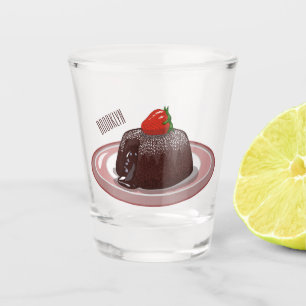 Chocolate lava cake cartoon illustration shot glass
