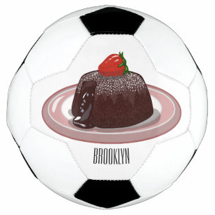 Chocolate lava cake cartoon illustration soccer ball