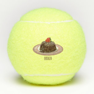 Chocolate lava cake cartoon illustration tennis balls
