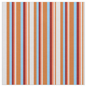 Chocolate, Lavender, Coral, Red & Light Sky Blue Fabric