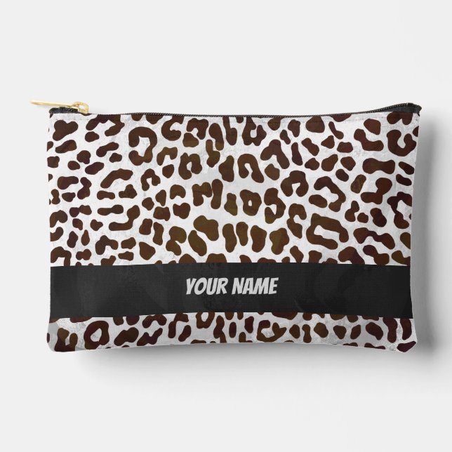 Chocolate Leopard Pattern Accessory Pouch (Front)