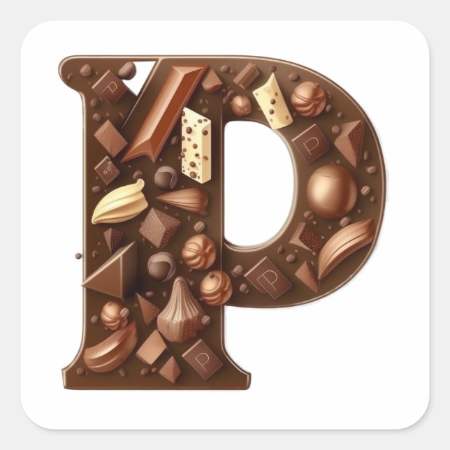 Chocolate letter P stickers (Front)