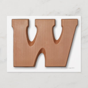 Chocolate letter w postcard