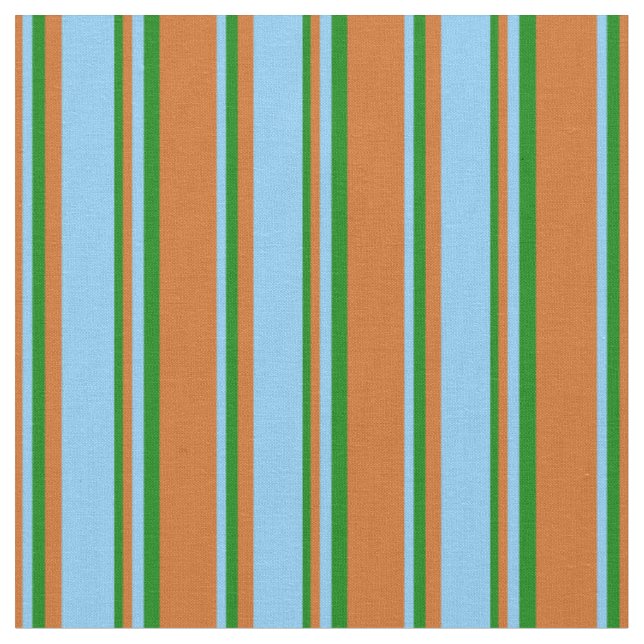 Chocolate, Light Sky Blue, and Green Pattern Fabric (Close Up)