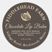 Chocolate Lip Balm Label Gold Cocoa Bean Handmade