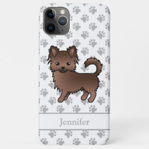 Chocolate Long Coat Chihuahua Cartoon Dog & Name Case-Mate iPhone Case