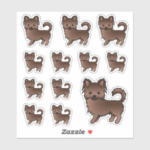 Chocolate Long Coat Chihuahua Cute Cartoon Dogs