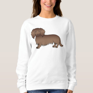 Chocolate Long Hair Dachshund Cute Cartoon Dog Sweatshirt