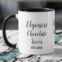 Chocolate Lover Black Script Personalized Name Est