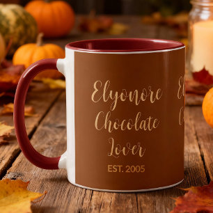 Chocolate Lover Cream Script Personalized Name Est Mug