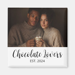 Chocolate Lovers Couple Established Photo Gift Magnet