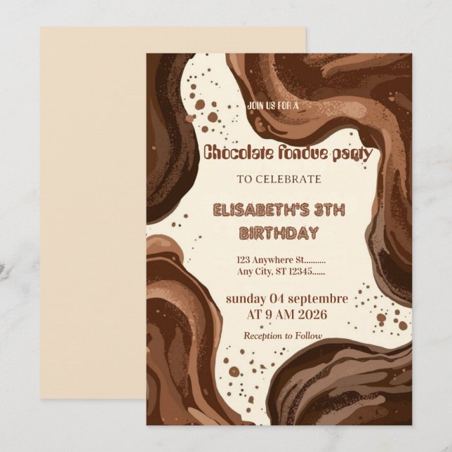 Chocolate Lovers Fondue Party Invitation (Front/Back)