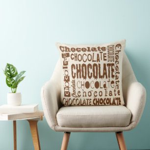 Chocolate Lovers Font Jumble Square Throw Pillows