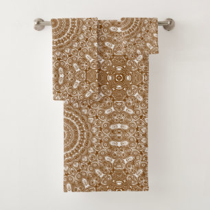 Chocolate Mandala Pattern Brown Design Bath Towel Set