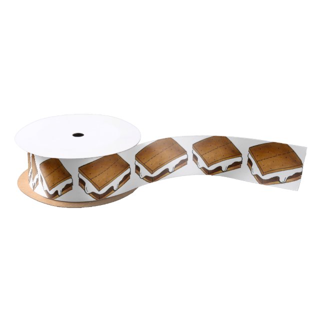 Chocolate Marshmallow Campfire Smore Smores Foodie Satin Ribbon (Spool)