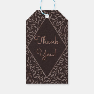 Chocolate Mauve Pink Leaves Botanical Wedding Gift Tags