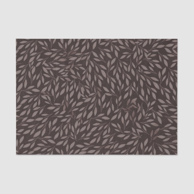 Chocolate Mauve Pink Leaves Botanical Wedding Tissue Paper (Front)