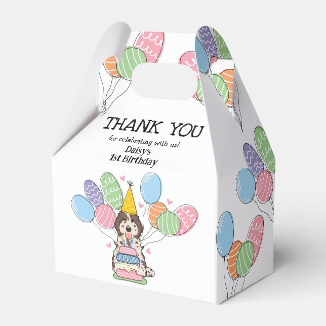 Chocolate Merle Cockapoo Cavapoo Birthday Favour Box (Front Side)