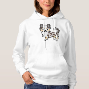 Chocolate Merle Long Coat Chihuahua Cartoon Dog Hoodie