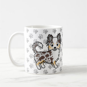 Chocolate Merle Long Coat Chihuahua Dog & Paws Coffee Mug