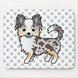 Chocolate Merle Long Coat Chihuahua Dog & Paws Mouse Pad