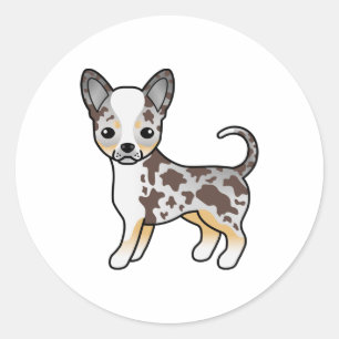 Chocolate Merle Smooth Coat Chihuahua Cartoon Dog Classic Round Sticker