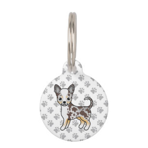 Chocolate Merle Smooth Coat Chihuahua Cartoon Dog Pet Tag