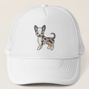 Chocolate Merle Smooth Coat Chihuahua Cartoon Dog Trucker Hat