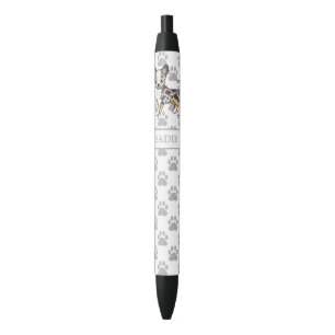 Chocolate Merle Smooth Coat Chihuahua Dog & Name Black Ink Pen