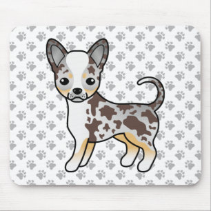 Chocolate Merle Smooth Coat Chihuahua Dog & Paws Mouse Pad