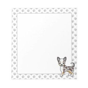 Chocolate Merle Smooth Coat Chihuahua Dog & Paws Notepad