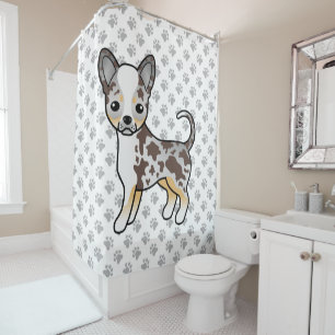 Chocolate Merle Smooth Coat Chihuahua Dog & Paws Shower Curtain