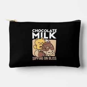 Chocolate Milk Sipping on Bliss – Kawaii Cat Food Accessory Pouch