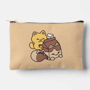 Chocolate Milk Sipping on Bliss – Kawaii Cat Food Accessory Pouch
