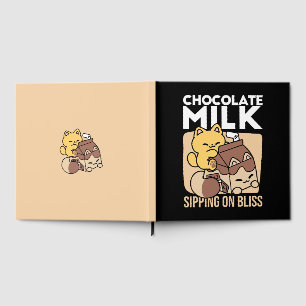 Chocolate Milk Sipping on Bliss – Kawaii Cat Food Guest Book