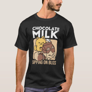 Chocolate Milk Sipping on Bliss – Kawaii Cat Food  T-Shirt