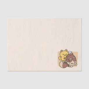 Chocolate Milk Sipping on Bliss – Kawaii Cat Food Tissue Paper