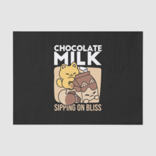 Chocolate Milk Sipping on Bliss – Kawaii Cat Food Tissue Paper