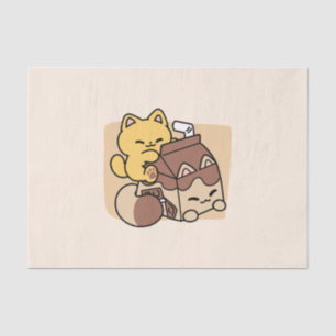 Chocolate Milk Sipping on Bliss – Kawaii Cat Food Tissue Paper