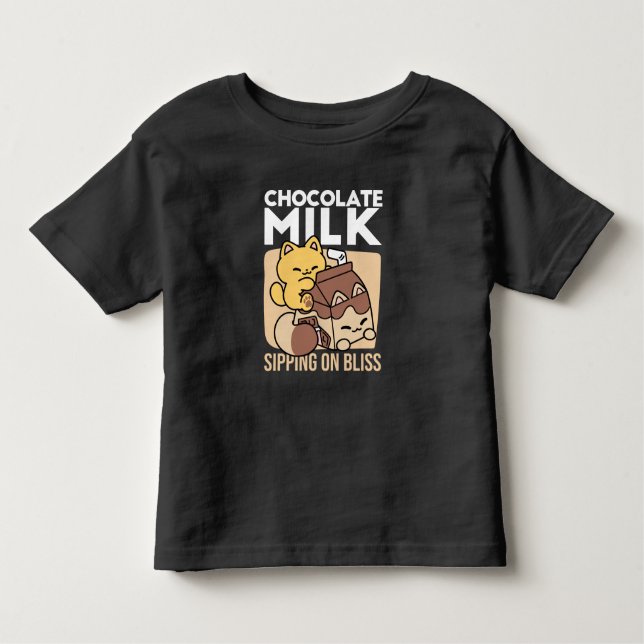 Chocolate Milk Sipping on Bliss – Kawaii Cat Food  Toddler T-Shirt (Front)