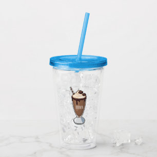 Chocolate milkshake cartoon illustration  acrylic tumbler