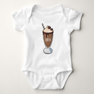 Chocolate milkshake cartoon illustration  baby bodysuit